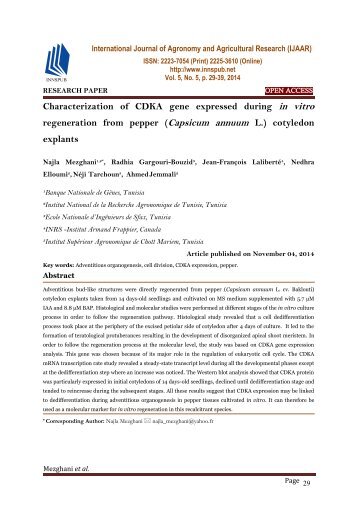 Characterization of CDKA gene expressed during in vitro regeneration from pepper (Capsicum annuum L.) cotyledon explants