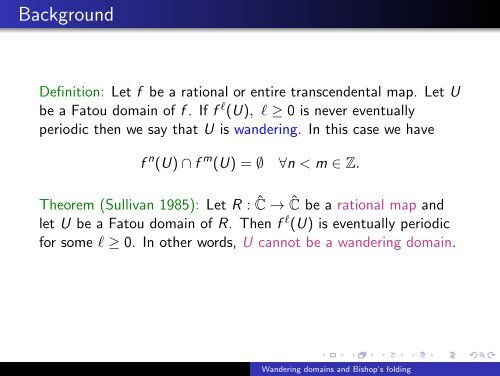 Bishop's qc-folding and wandering domains in Eremenko ... - ICMS