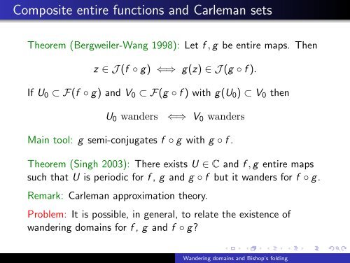 Bishop's qc-folding and wandering domains in Eremenko ... - ICMS