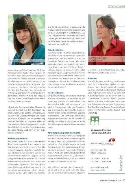 Artikel im Azubi-Magazin lesen (PDF) - Management Services