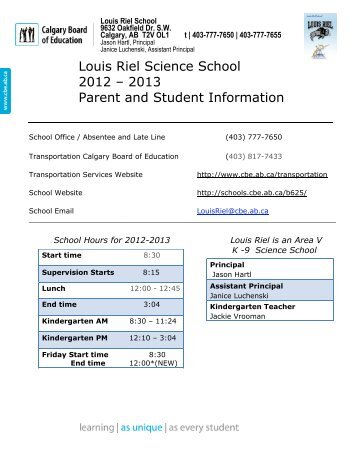 Parent information Package - Calgary Board of Education