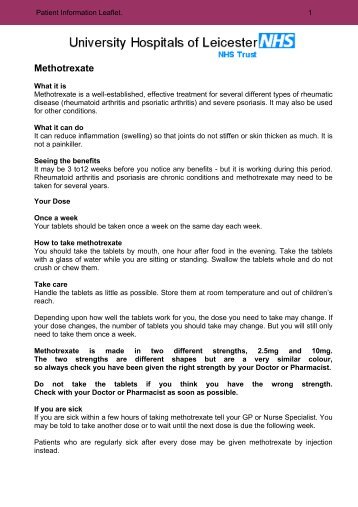 UHL Methotrexate Patient Leaflet - Leicestershire Medicines ...