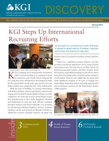 Spring newsletter.indd - Keck Graduate Institute