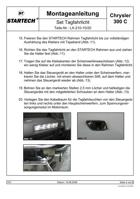 LED TFL Startech Einbauanleitung