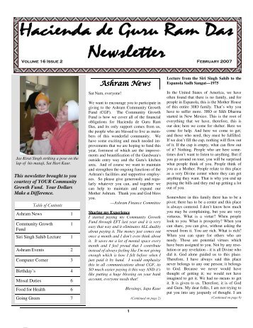 Feb07 newsletter.pub - Hacienda de Guru Ram Das