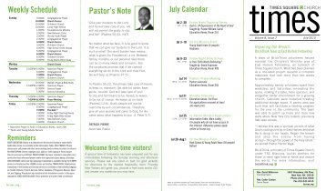 Pastor's Note Weekly Schedule - Times Square Church