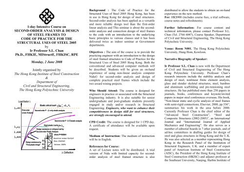 Steel Frame Code Design Second-order analysis & design of steel frames to Code of Practice ...