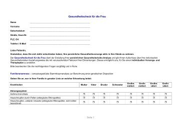 Fragebogen â Gesundheitscheck fÃ¼r die Frau