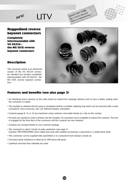 Download Souriau UTV Ruggedized Metal MS 5015 Connectors PDF