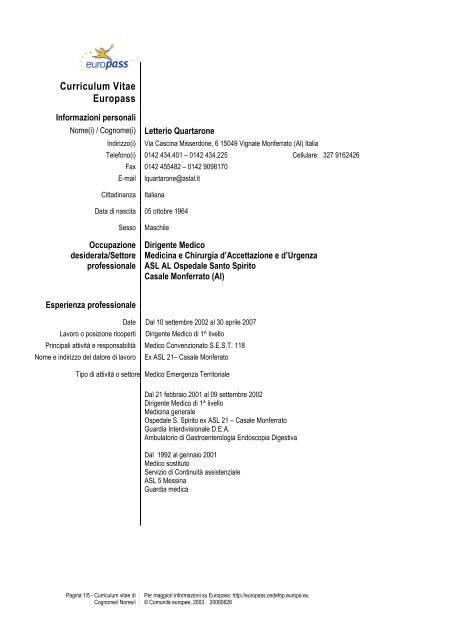 Curriculum Vitae Europass - ASL AL