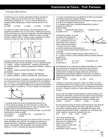 ExercÃ­cios de FÃ­sica - Prof. Panosso - Professor Panosso