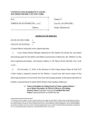 affidavit of service - TerreStar Networks Inc., et al.