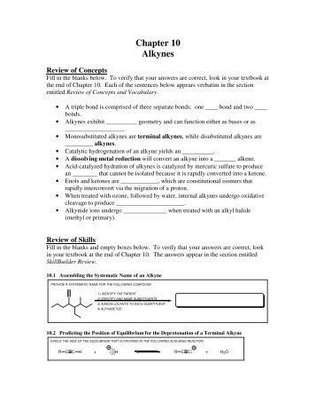 Chapter 10 Alkynes - ChemConnections