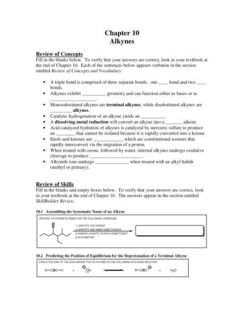 Chapter 10 Alkynes - ChemConnections