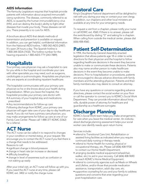 Patient Information Guide - King's Daughters' Medical Center