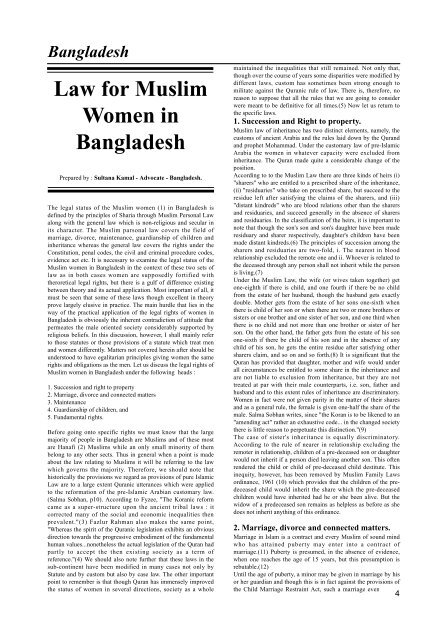 Law for Muslim Women in Bangladesh - GlobalWebPost.com
