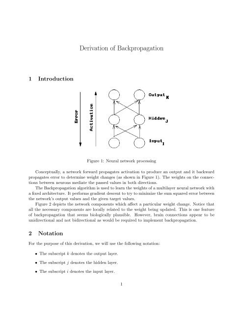 Derivation of Backpropagation