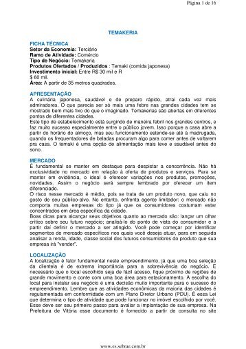 Temakeria Produtos Ofer - Sebrae no EspÃ­rito Santo