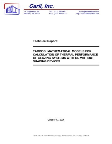 TARCOG: MATHEMATICAL MODELS FOR CALCULATION