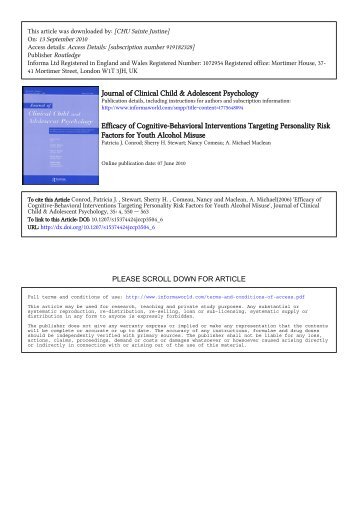 Journal of Clinical Child & Adolescent Psychology Efficacy ... - Vad.be