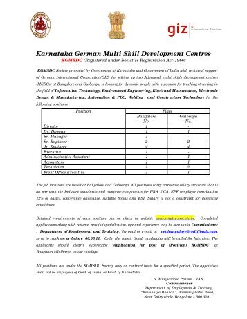 Karnataka German Multi Skill Development Centres - Directorate of ...