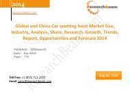 Global and China Car spotting hoist Market Size, Industry, Analysis, Share, Research, Growth, Trends, Report, Opportunities and Forecast 2014