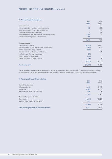 Annual Report & Accounts 2007 - Euromoney Institutional Investor ...