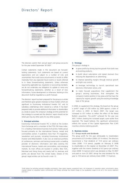 Annual Report & Accounts 2007 - Euromoney Institutional Investor ...