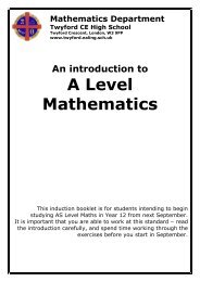 INTRODUCTION TO A LEVEL MATHS AT MGGS - Twyford C of E ...