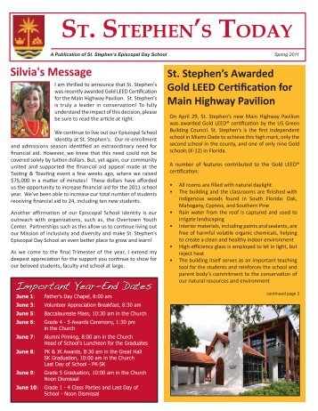 Spring 2011 Newsletter - St. Stephen's Episcopal Day School