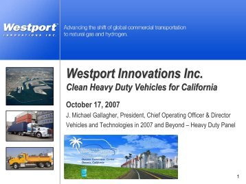 Westport Innovations Inc. - Low Carbon Fuels Conference Series
