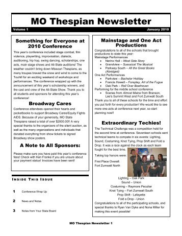 January 2010 Newsletter - Missouri State Thespians