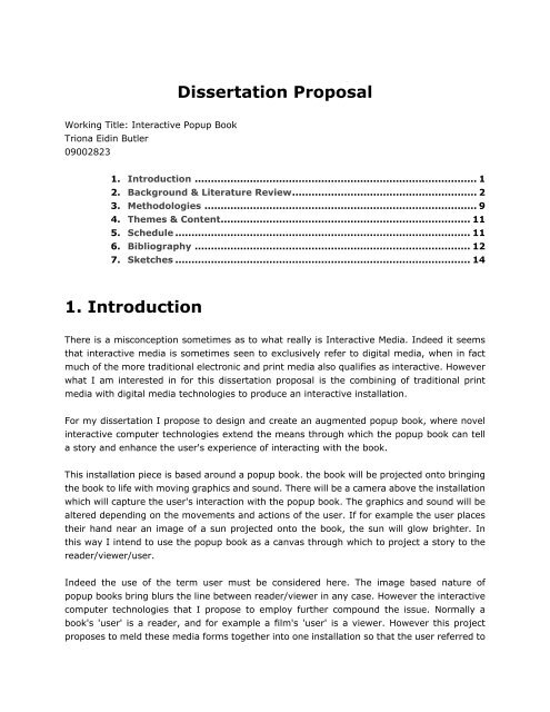 Proposal For Dissertation