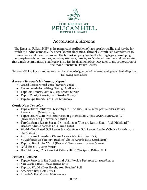 Complete Press Kit - The Resort at Pelican Hill