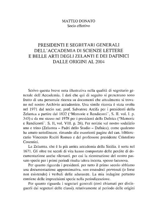 presidenti e segretari generali dell'accademia di scienze lettere e ...