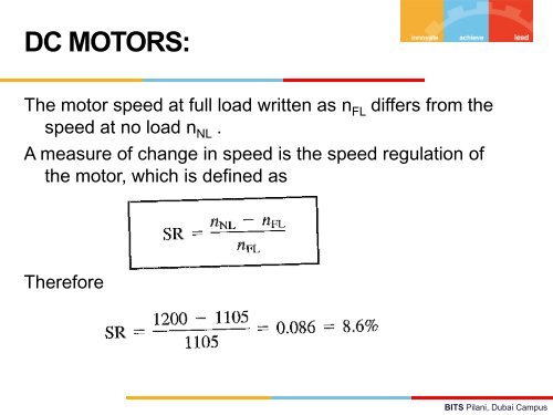 Principles and Working of DC and AC machines - BITS Pilani