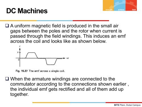 Principles and Working of DC and AC machines - BITS Pilani