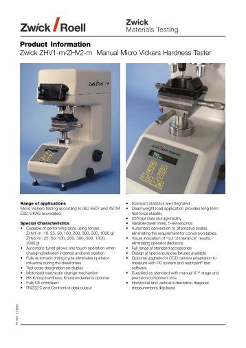 Hardness Testing Machine ZHV-1 datasheet