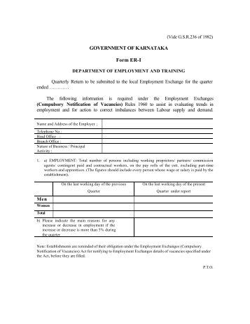 Form ER-1 - Government of Karnataka