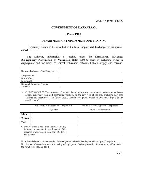 Form ER-1 - Government of Karnataka