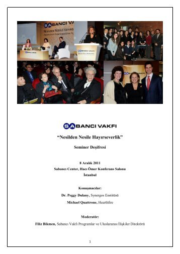 âNesilden Nesile HayÄ±rseverlikâ - SabancÄ± VakfÄ±