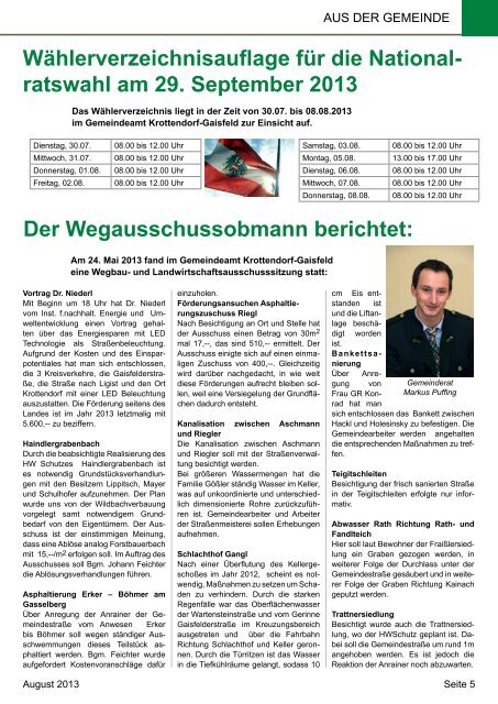 Gemeindezeitung August 2013 - Gemeinde Krottendorf-Gaisfeld