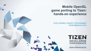 Mobile OpenGL game porting to Tizen: hands-on experience