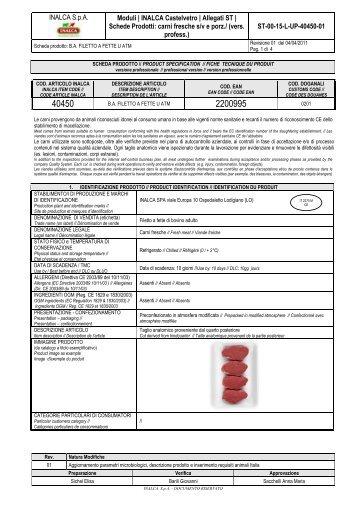 INALCA S.p.A. Moduli | INALCA Castelvetro | Allegati ST | Schede ...