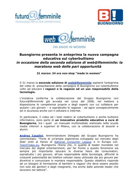 Buongiorno presenta in anteprima la nuova campagna educativa sul