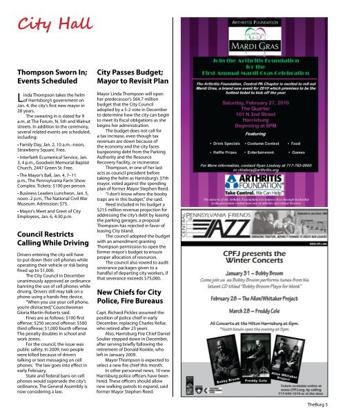 Greater Harrisburg's Community Newspaper January 2010 - theBurg