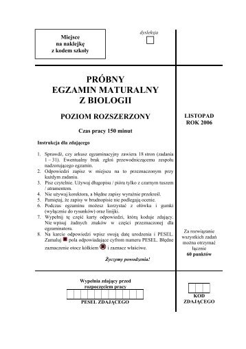 prÃ³bny egzamin maturalny z biologii poziom rozszerzony - Gazeta.pl