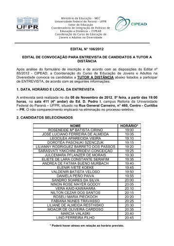 edital de chamada para seleÃ§Ã£o de tutores presenciais - CIPEAD