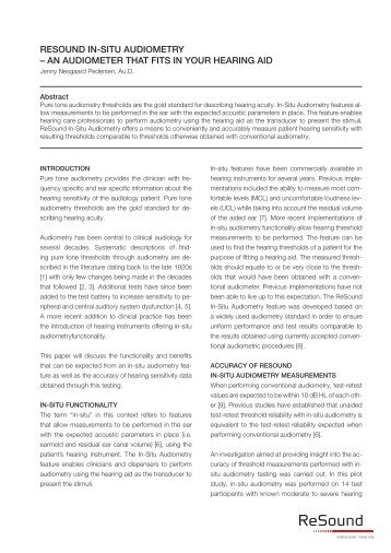 RESOUND IN-SITU AUDIOMETRY â AN AUDIOMETER THAT FITS ...