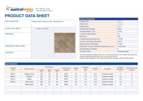 Bowral Paver Data Sheet - Shoalhaven Brick and Tile